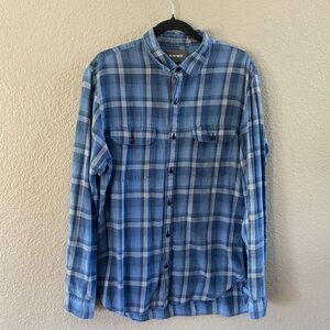 Bonobos Shirt Mens Large Blue Plaid Denim Chambray Slim Long Sleeve Button Down